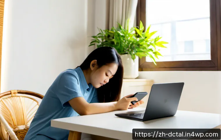포스트 디지털 라이프스타일과 웰빙의 관계 - Photorealistic modern apartment morning scene, a relaxed middle-aged Asian woman placing her smartph...